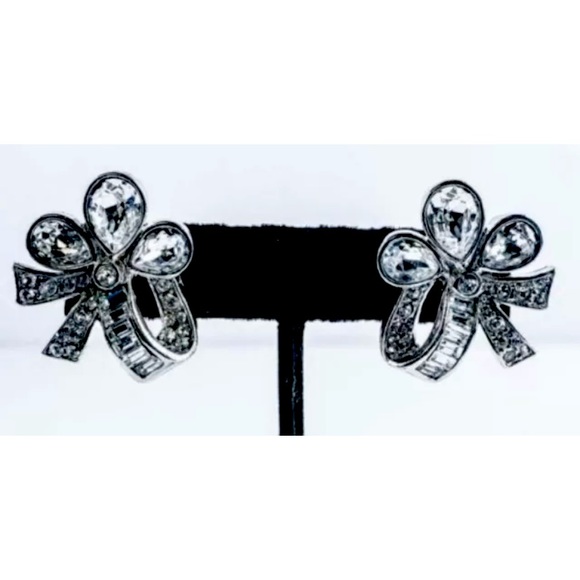 Custom 925 Silver Rhodium Fancy Ribbon Design with Swarovski Elements - Picture 1 of 1